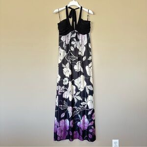Vintage Y2K Women XL Wet Seal Maxi Dress Halter Tropical Floral 90’s Hawaiian